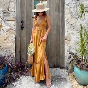golden maxi dress